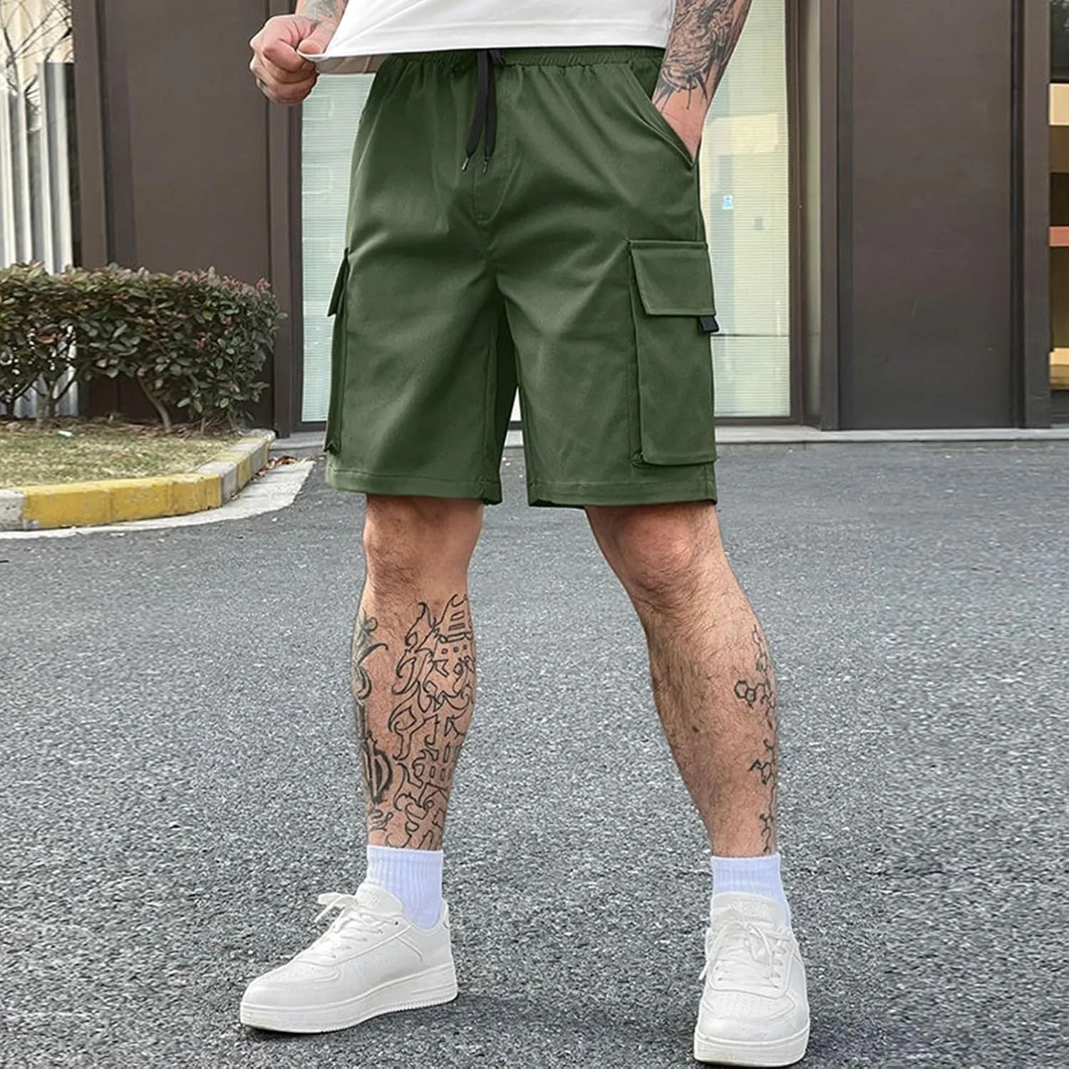 ADHOWBEW Summer Shorts for Men Carpenter Summer Tactical Stretch Big and Tall Hiking Relaxed Trunks