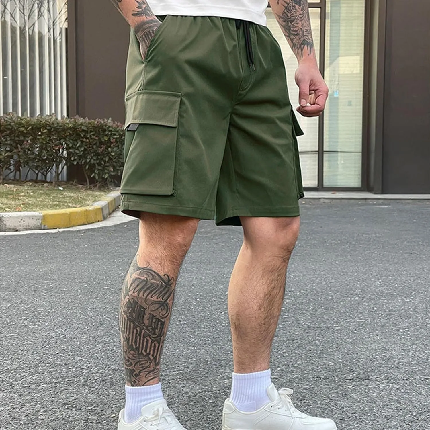 ADHOWBEW Summer Shorts for Men Carpenter Summer Tactical Stretch Big and Tall Hiking Relaxed Trunks