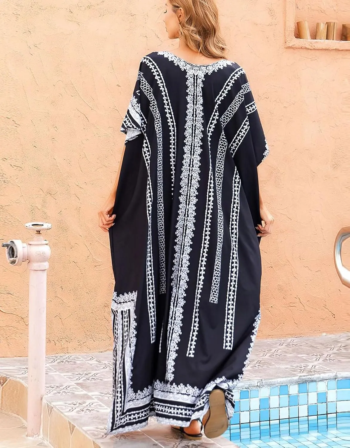 Alsol Lamesa Kaftan Dresses for Women Ethnic Print Cover Ups for Swimwear Women Beach Bathing Suit Coverup