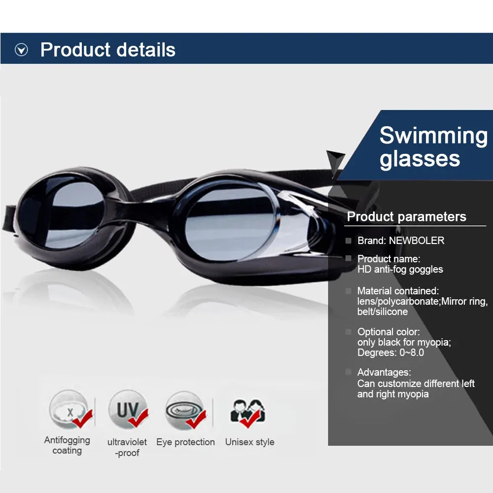 Anti-fog UV Swimming Goggles with Silicone Diopters for Men & Women
