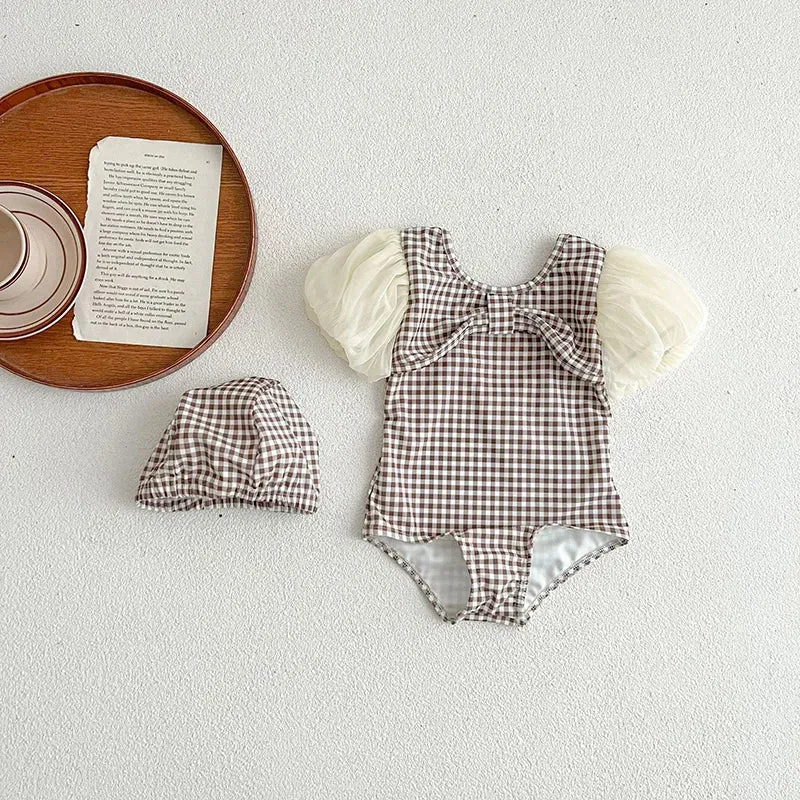 Baby Girl Lace Sleeve Swimsuit