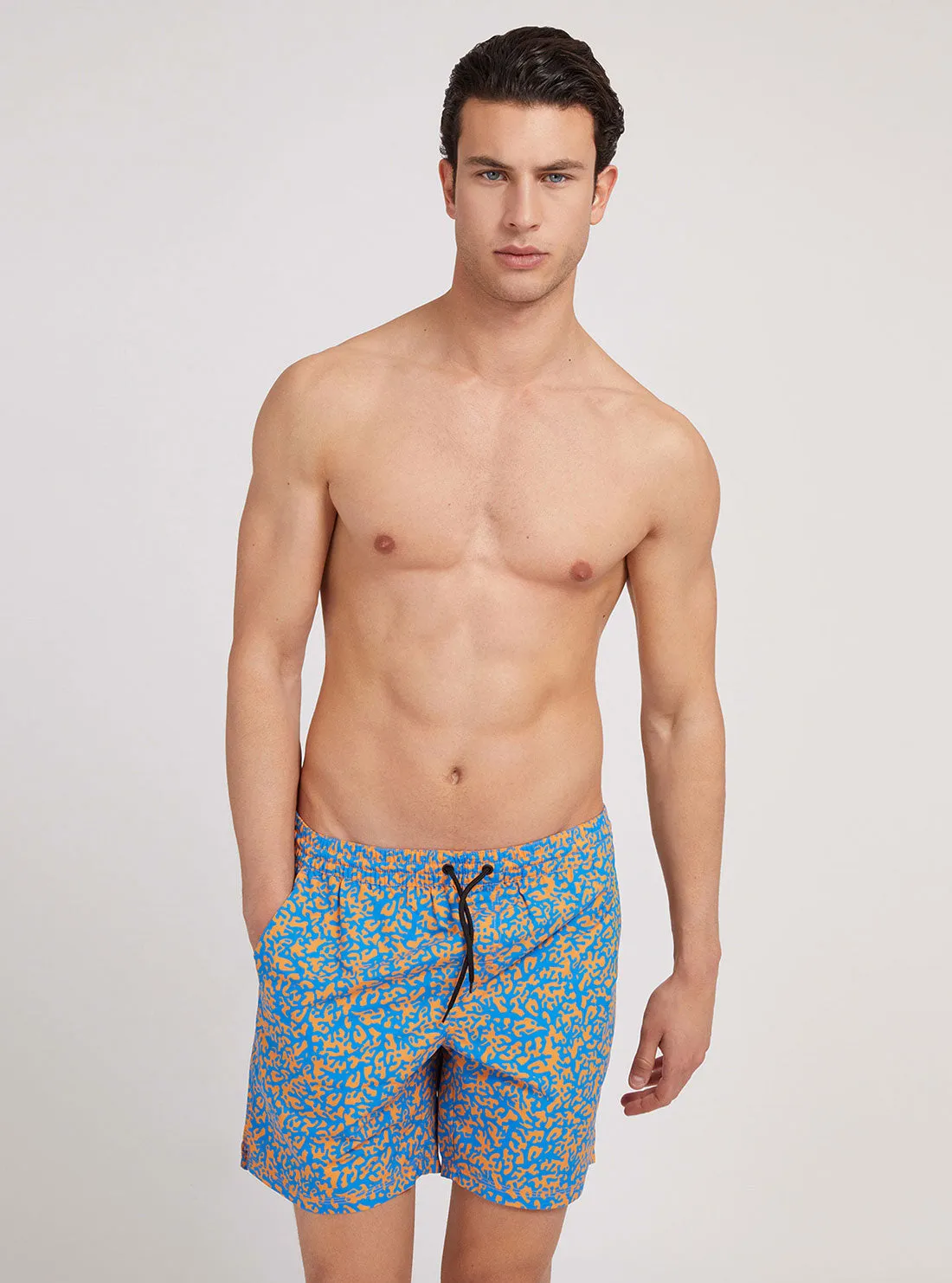 Blue Pixel Woven Medium Swim Trunks