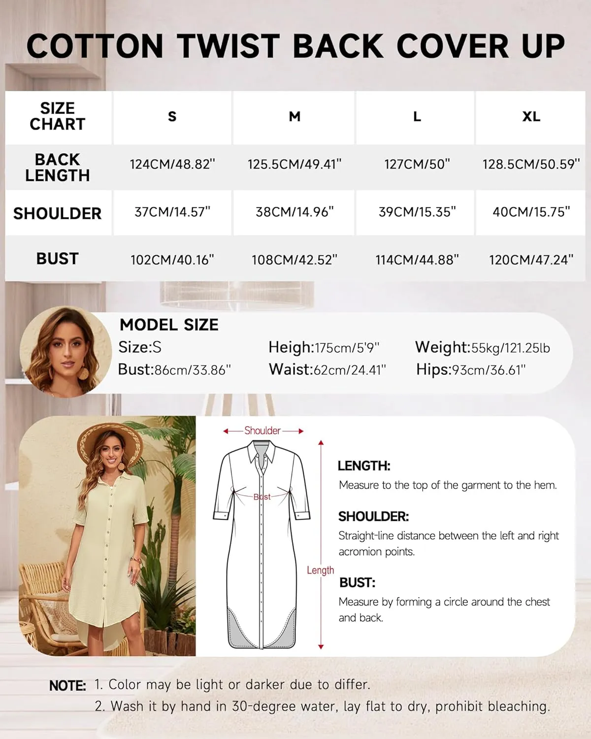 Bsubseach 2025 Cotton Beach Cover Up for Women - Long Button Down Swimsuit Coverup Bathing Suit Shirt Dress Vacation Outfits