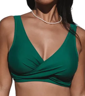 CUPSHE Women Swimsuit Bikini Top Wrap Self Tie Bathing Suit with Fixed Wide Straps