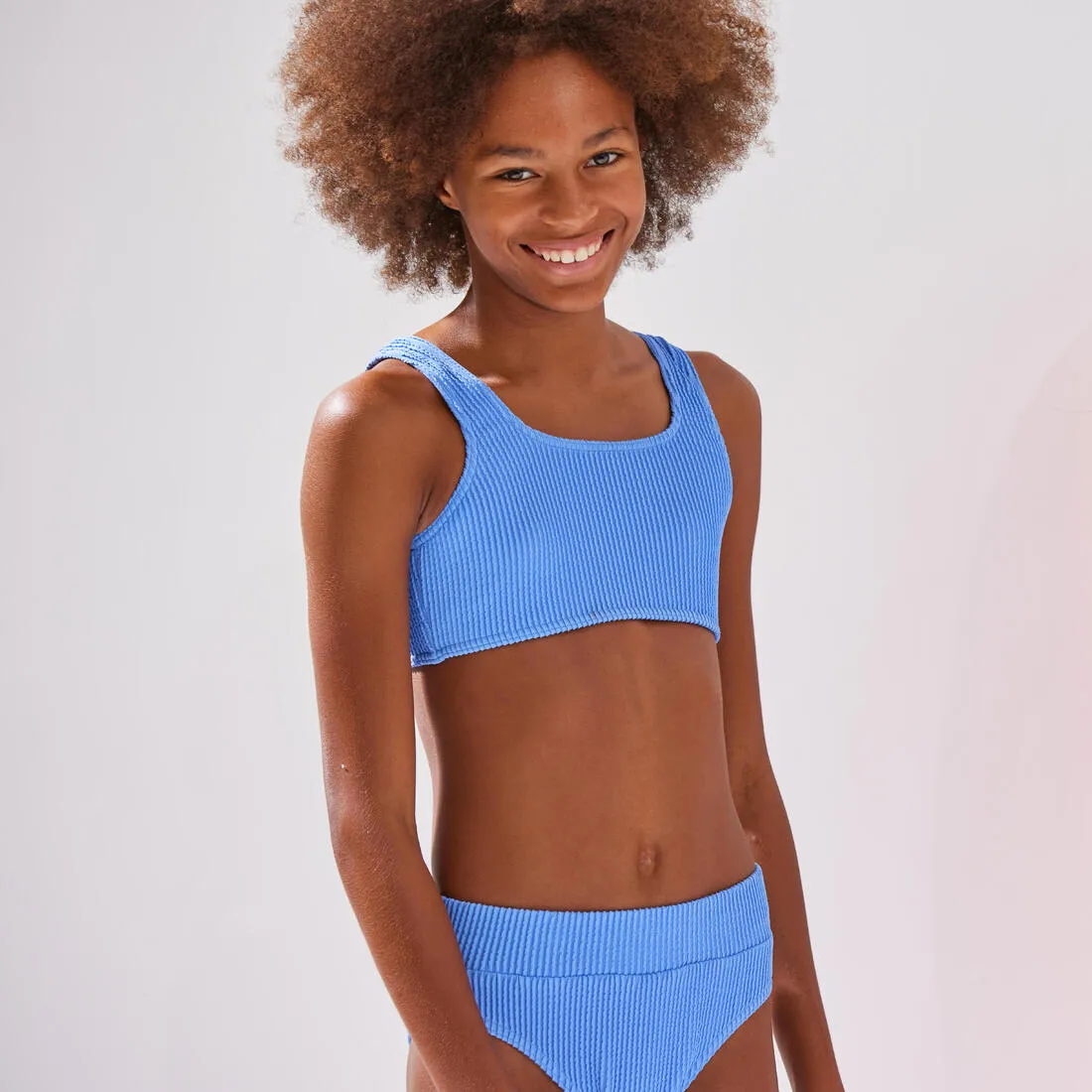 GIRL'S HIGH-WAISTED BAO SWIMSUIT BOTTOMS 500 LAVENDER
