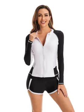 Long-sleeve zippered two-piece swimsuit UPF50  Rash Guard