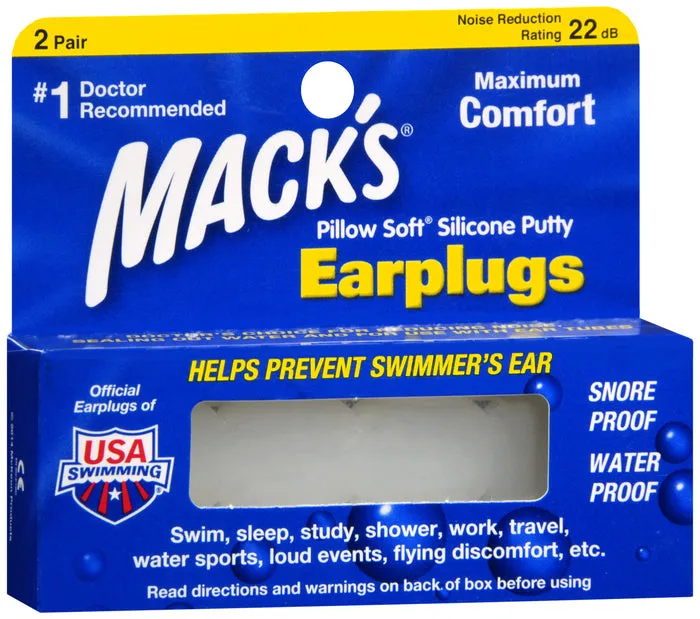 Mack's Pillow Soft Silicone Putty Earplugs, 2 Pair