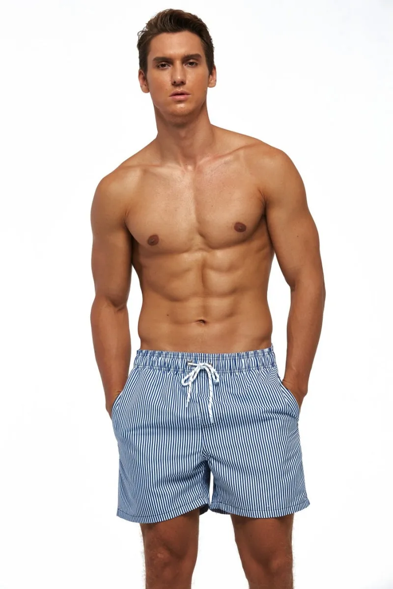 Men's Blue Striped Beach Shorts