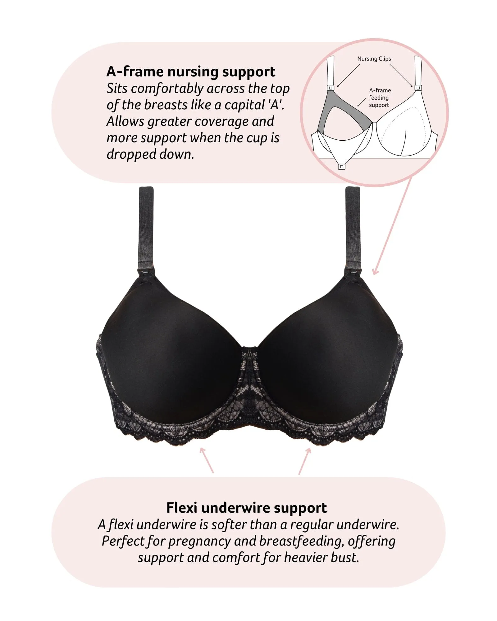 Obsession Contour T-Shirt Nursing Bra - Black