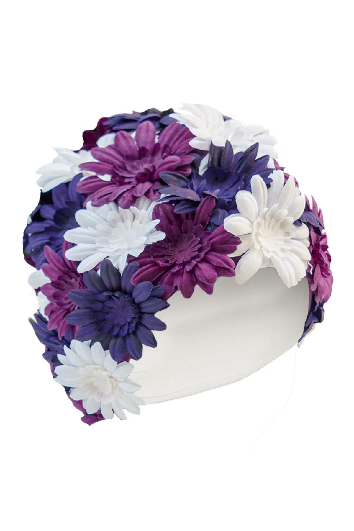 Pretty Flowery Swimming Hat by Fashy Purple White