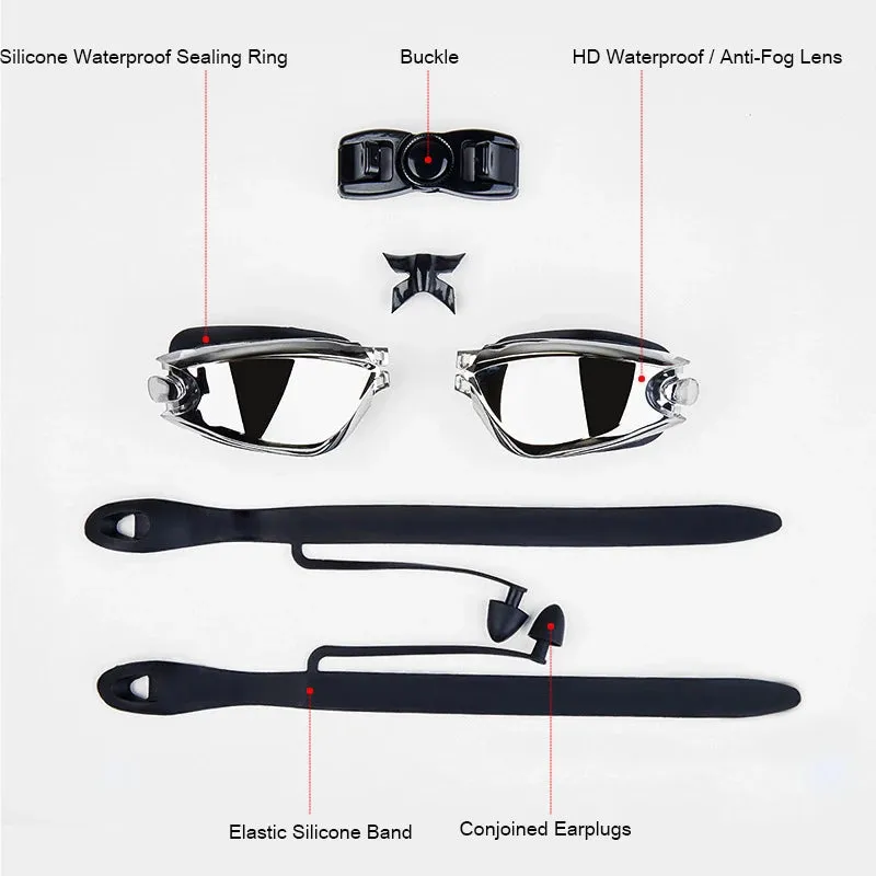 Professional Waterproof Plating Swim Goggles for Adults - Anti-Fog
