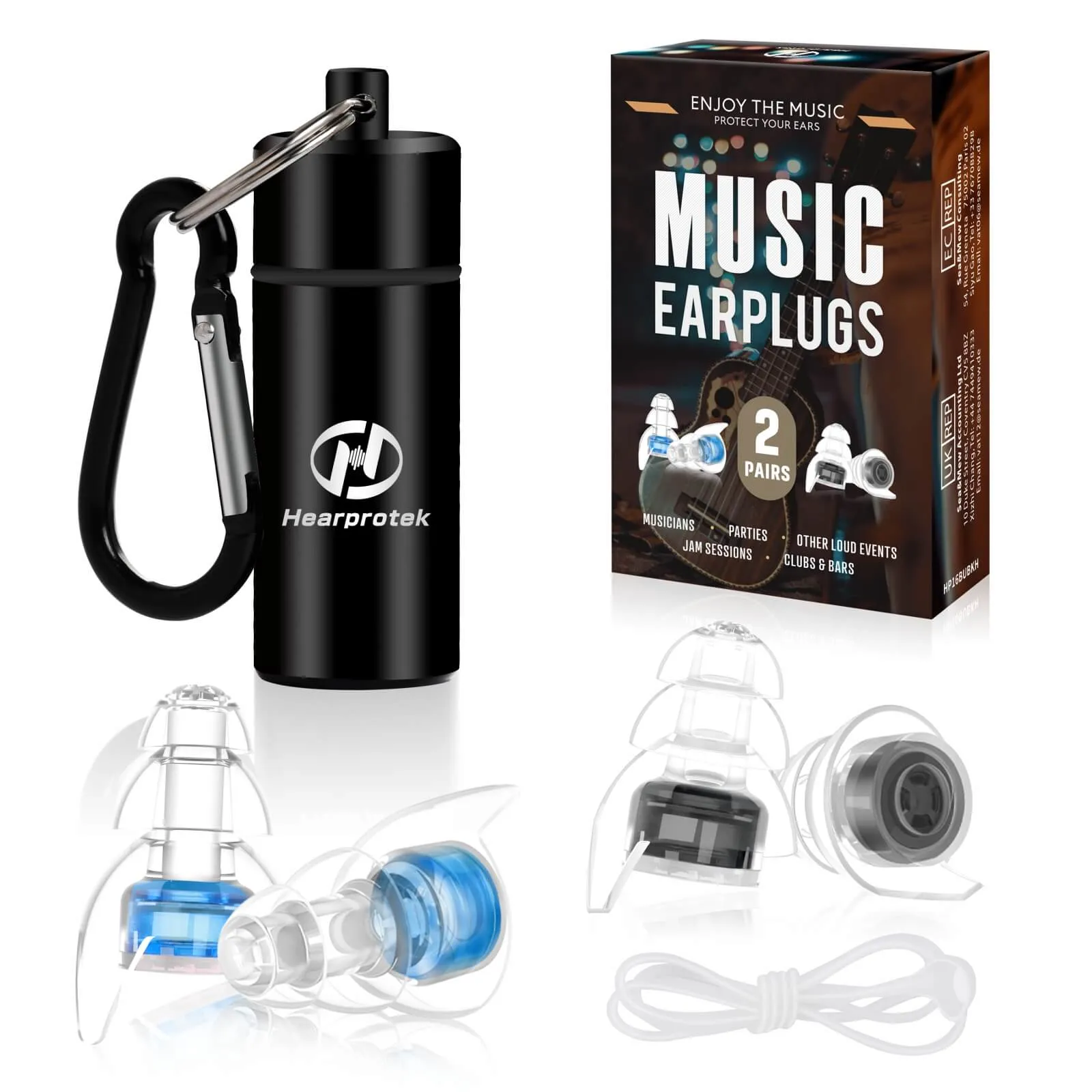 Pure Music - Hearprotek 23db & 26db Noise Reduction High Fidelity Concert Ear Plugs