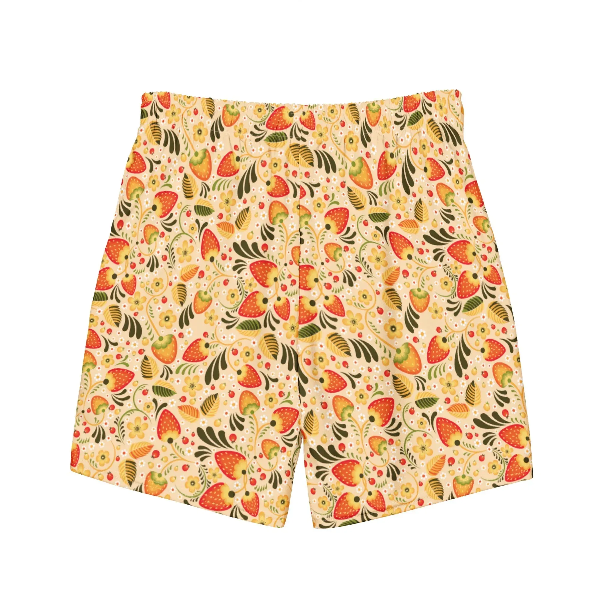 Russian Beige Khokhloma Recycled Men's Swim Trunks