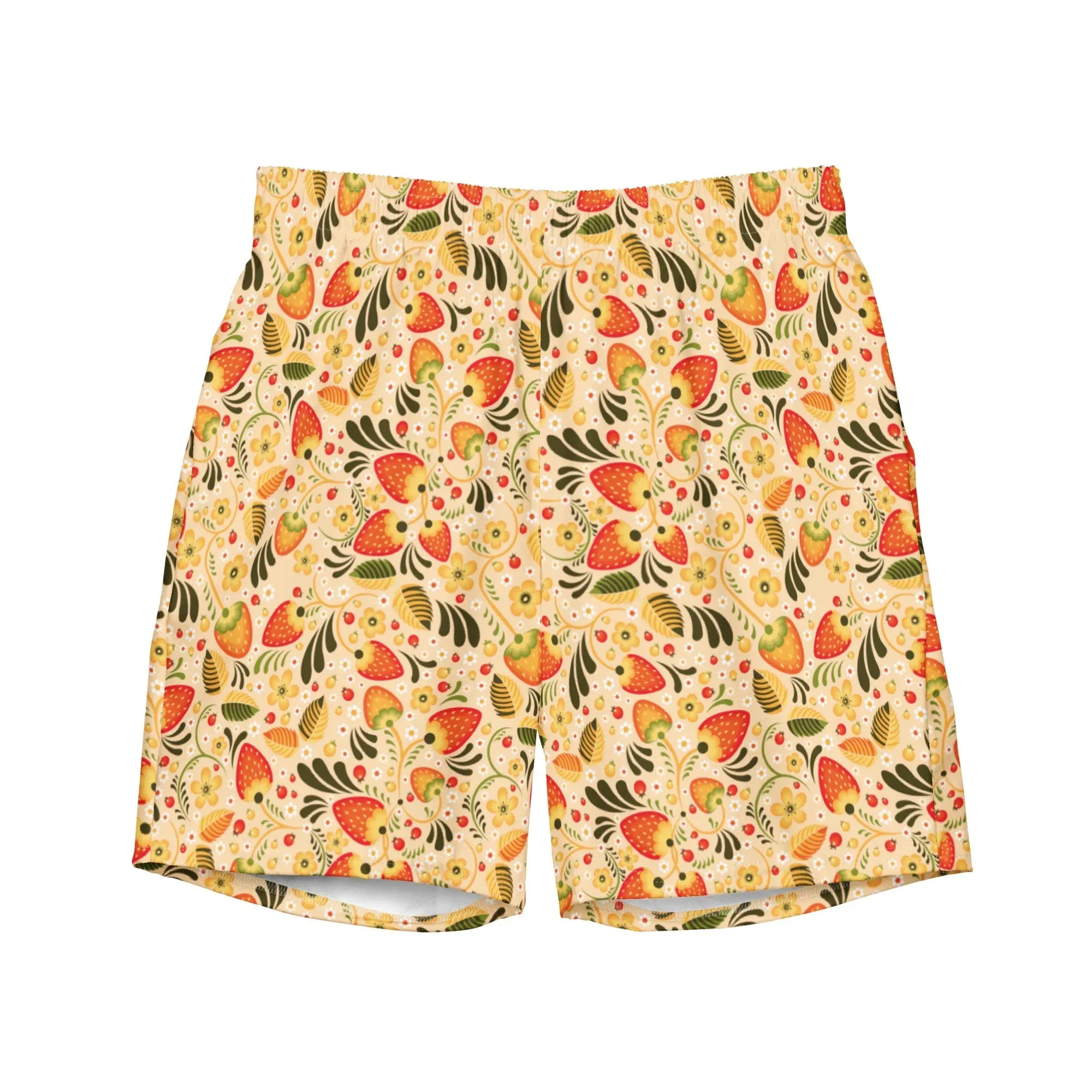 Russian Beige Khokhloma Recycled Men's Swim Trunks