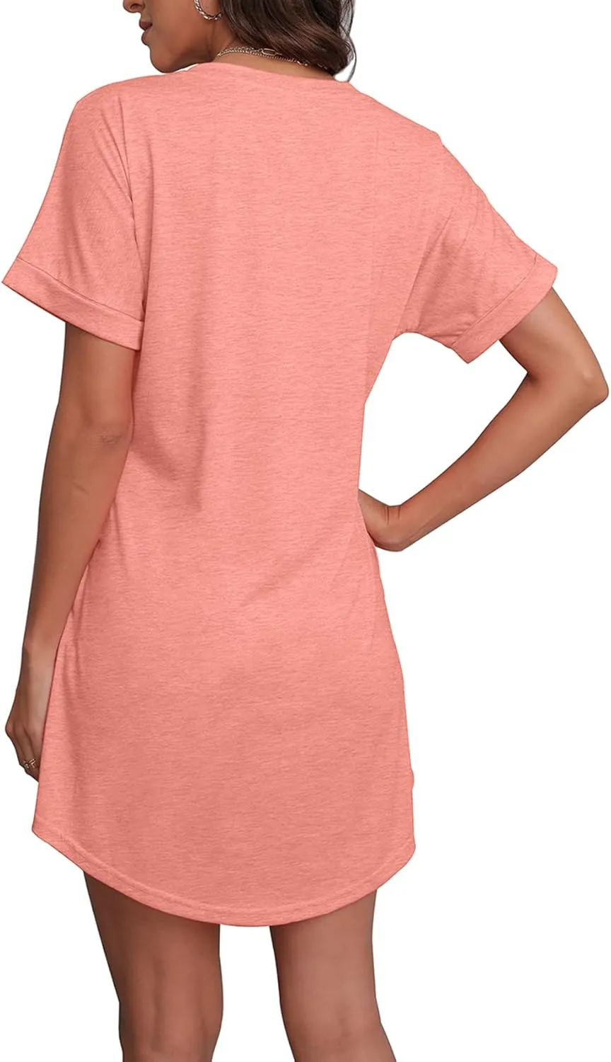 SAMPEEL Summer Dresses for Women Short Sleeve with Pockets T Shirt with Pockets