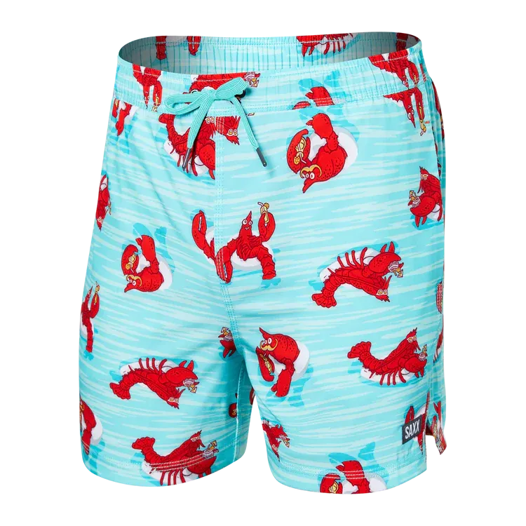 SAXX 5-Inch Oh Buoy 2N1 Volley Lobster Lounger Swim Trunks - Aqua