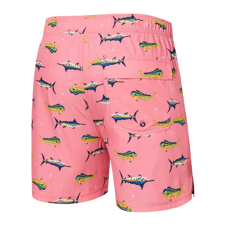 SAXX 5-Inch Oh Buoy 2N1 Volley Trophy Catch Swim Trunks - Flamingo