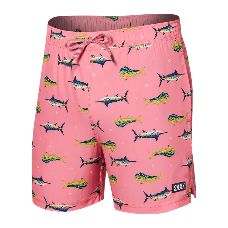 SAXX 5-Inch Oh Buoy 2N1 Volley Trophy Catch Swim Trunks - Flamingo