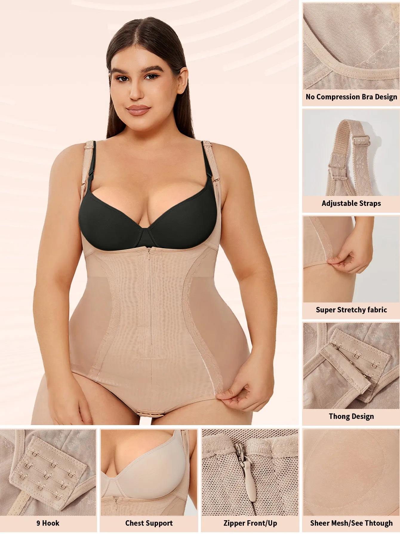 Sheer Mesh Slim Body Shaper Plus Size