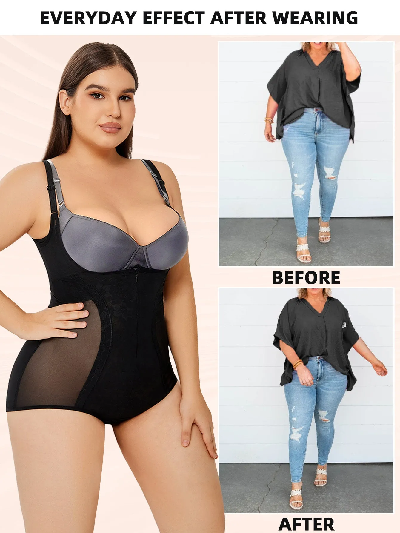 Sheer Mesh Slim Body Shaper Plus Size