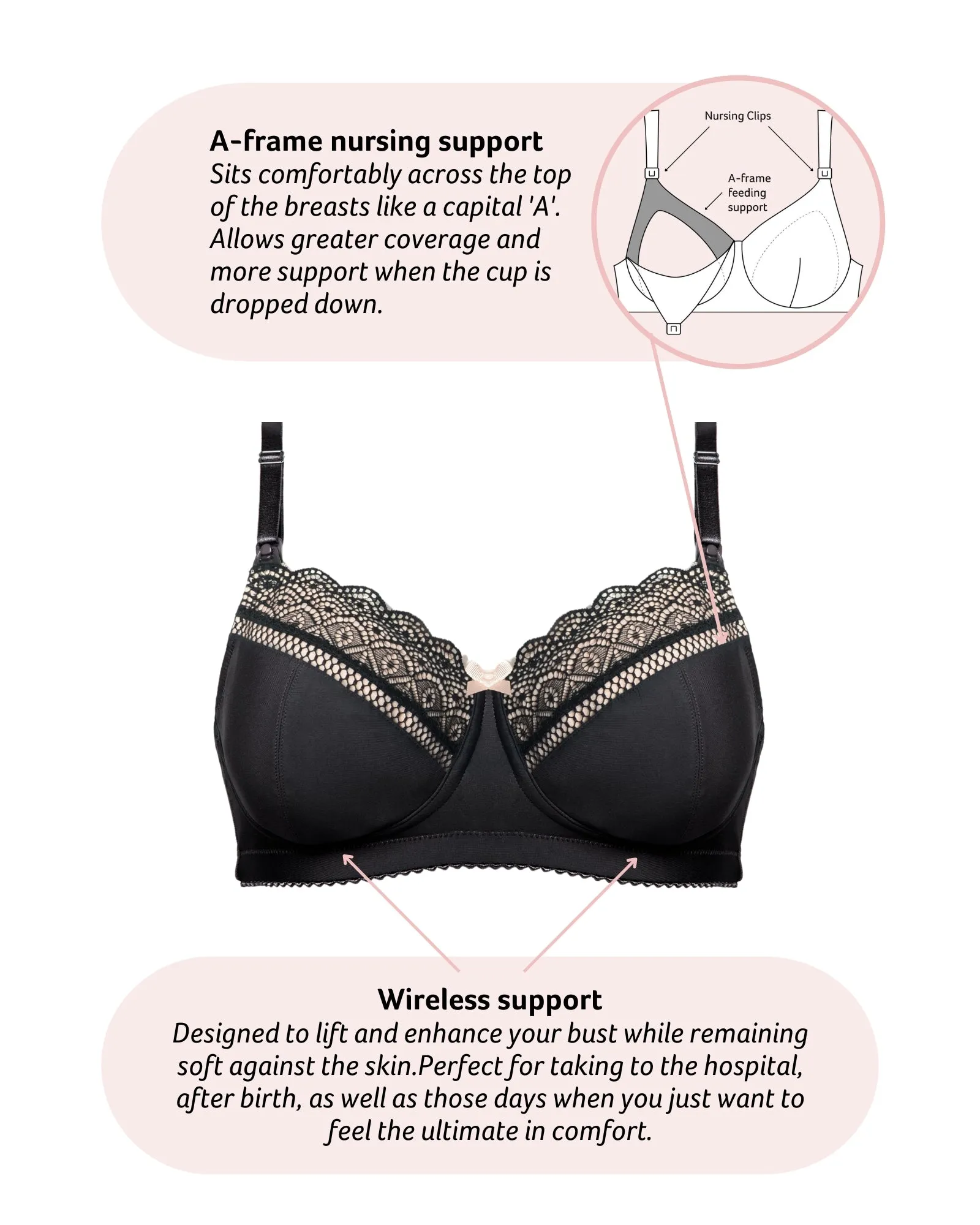 Show Off Wirefree Nursing Bra - Black