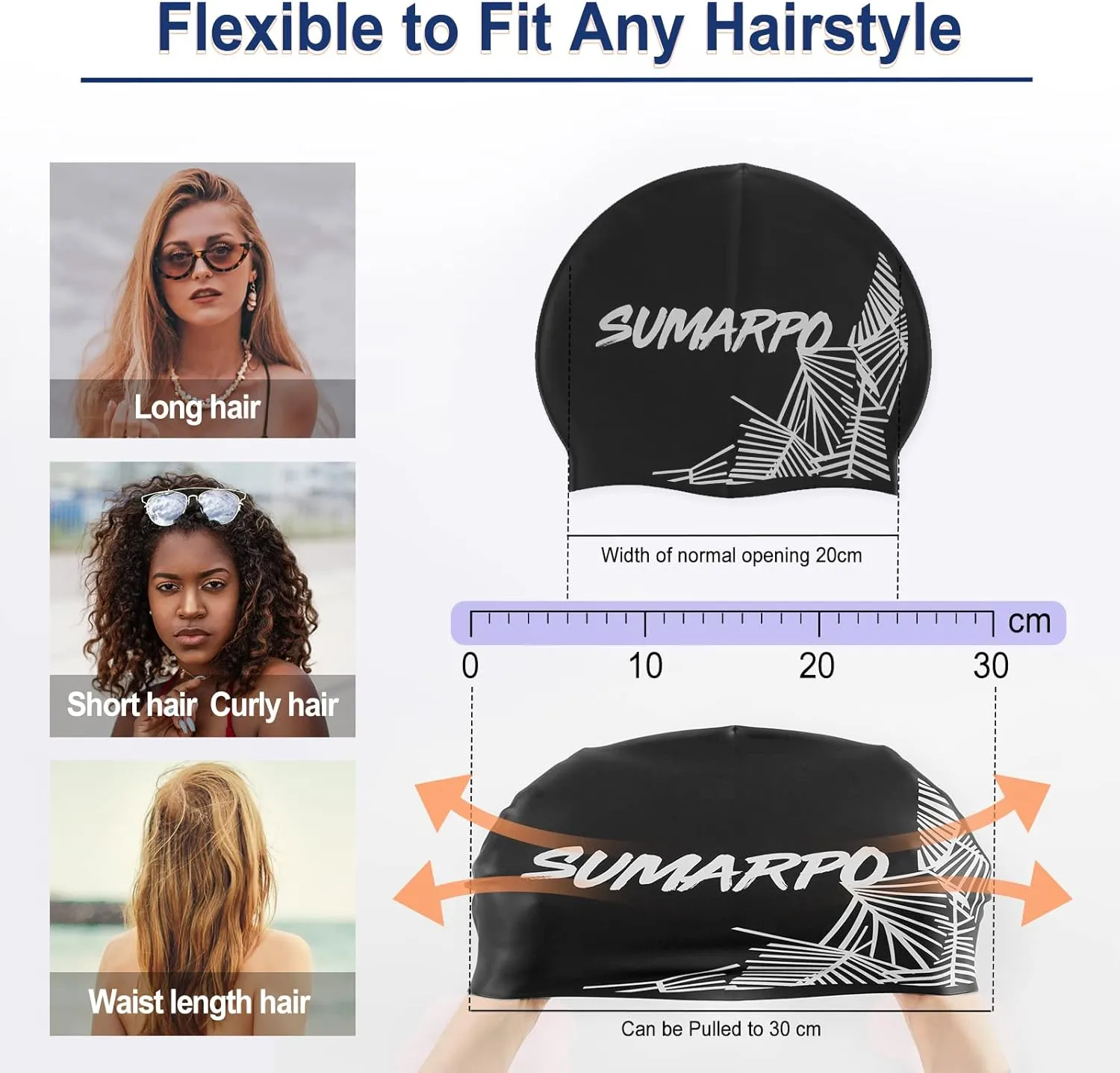 SUMARPO - Stripe Silicon Swim Cap
