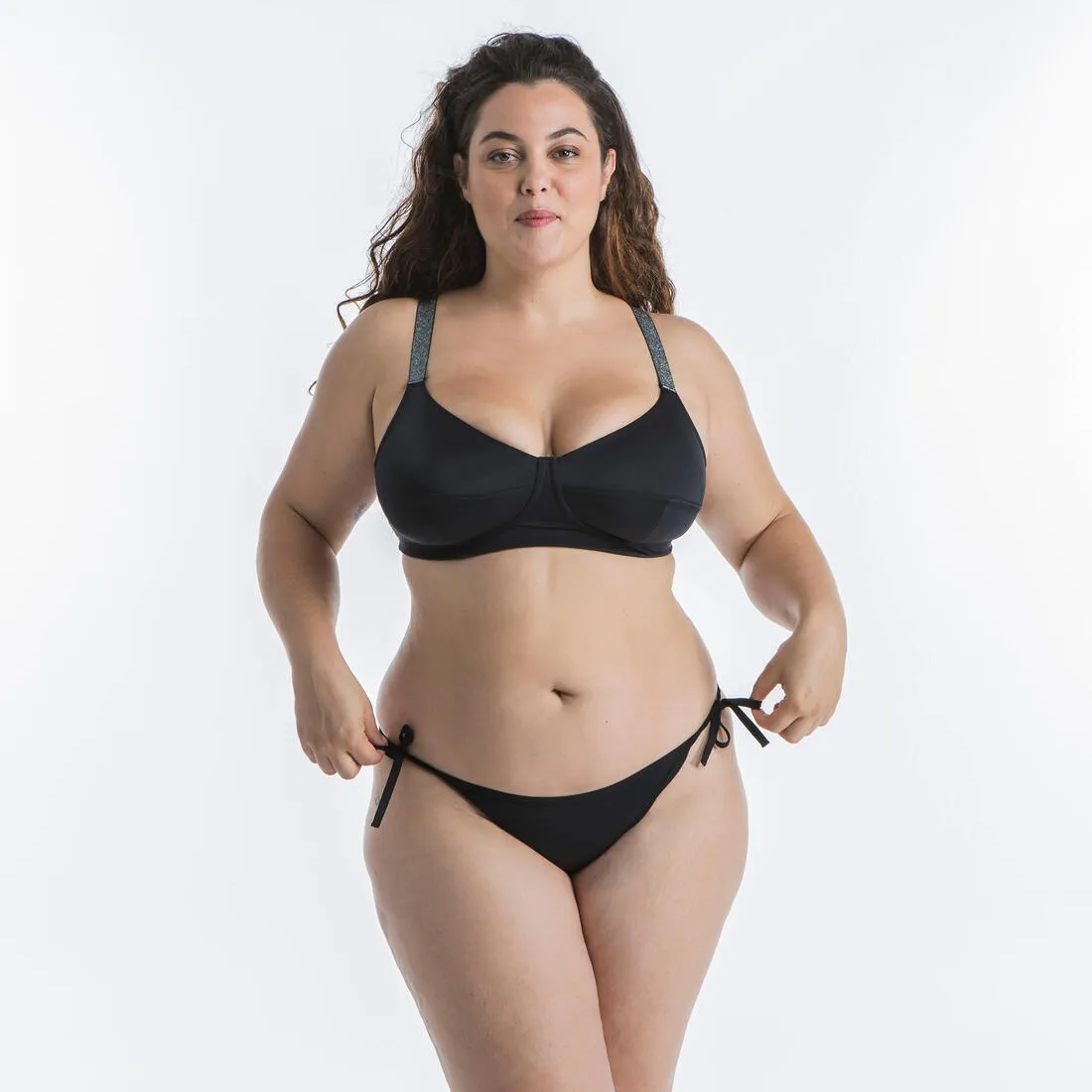 Swimsuit Top w/ Comfortable Fabric Underwire - Astrid Balconette Black