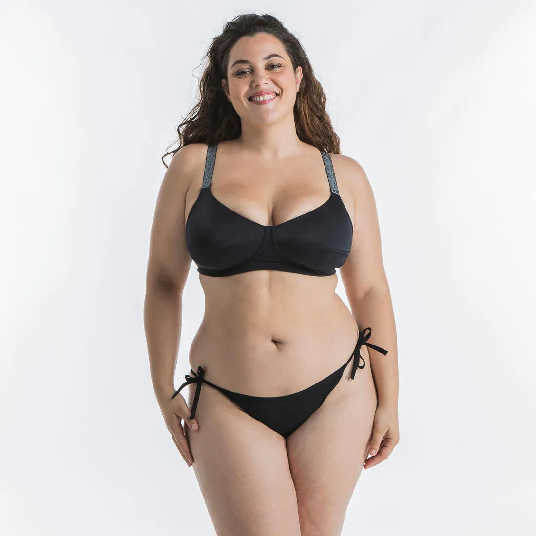 Swimsuit Top w/ Comfortable Fabric Underwire - Astrid Balconette Black