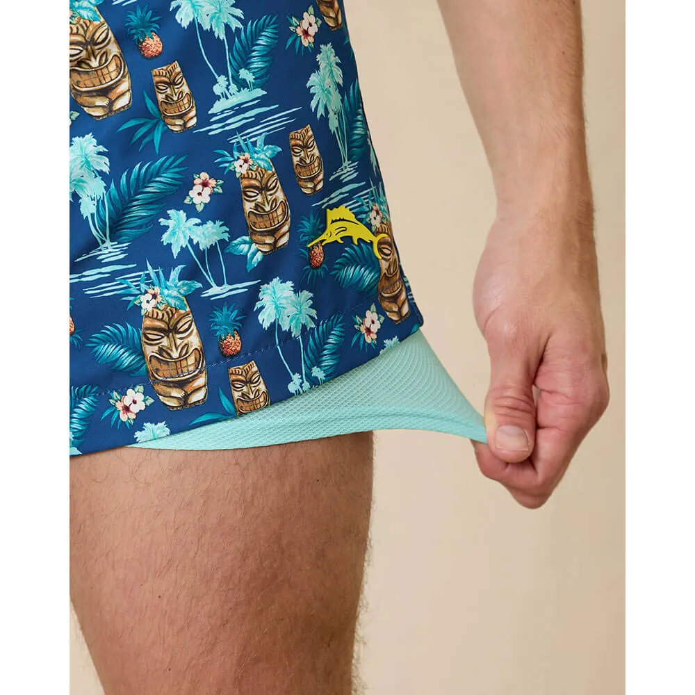 Tommy Bahama 6-Inch Rialto Tiki Tropics Swim Trunks - Cobalt Haze