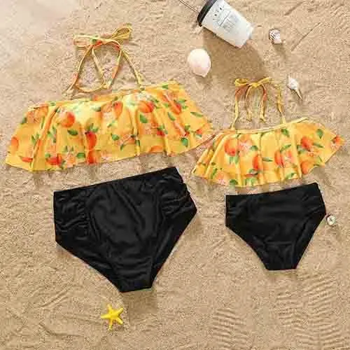 VenusFox Fashion Mommy And Me Clothes Family Swimwear For Mother Daughter Swimsuit Matching Bikini Women Girls Clothes