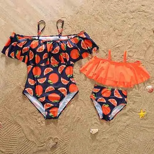 VenusFox Fashion Mommy And Me Clothes Family Swimwear For Mother Daughter Swimsuit Matching Bikini Women Girls Clothes
