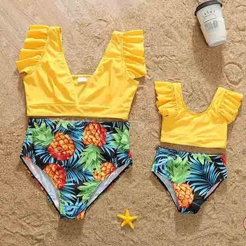 VenusFox Fashion Mommy And Me Clothes Family Swimwear For Mother Daughter Swimsuit Matching Bikini Women Girls Clothes
