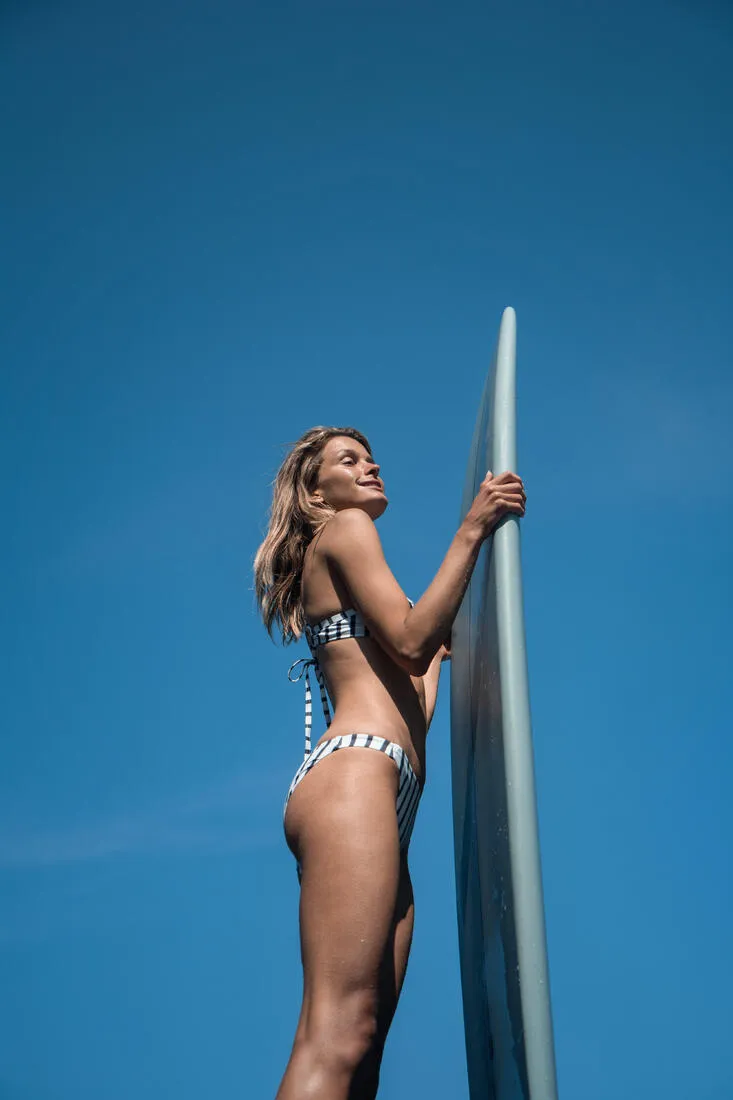 Women’s Classic Swimsuit Bottoms w/ Thin Edges - Aly Marin White/grey