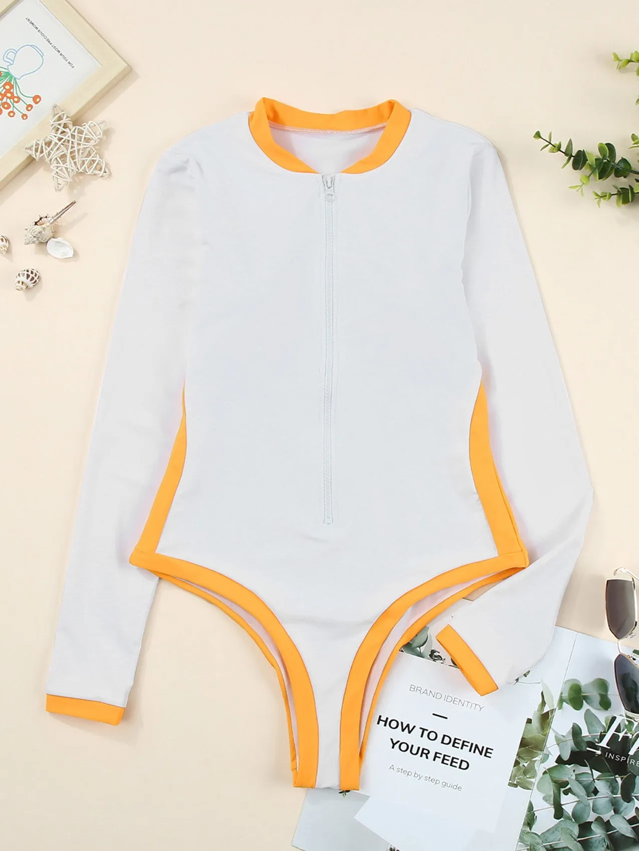 Women's long sleeve sun protection swimsuit Prevent rash UPF50 
