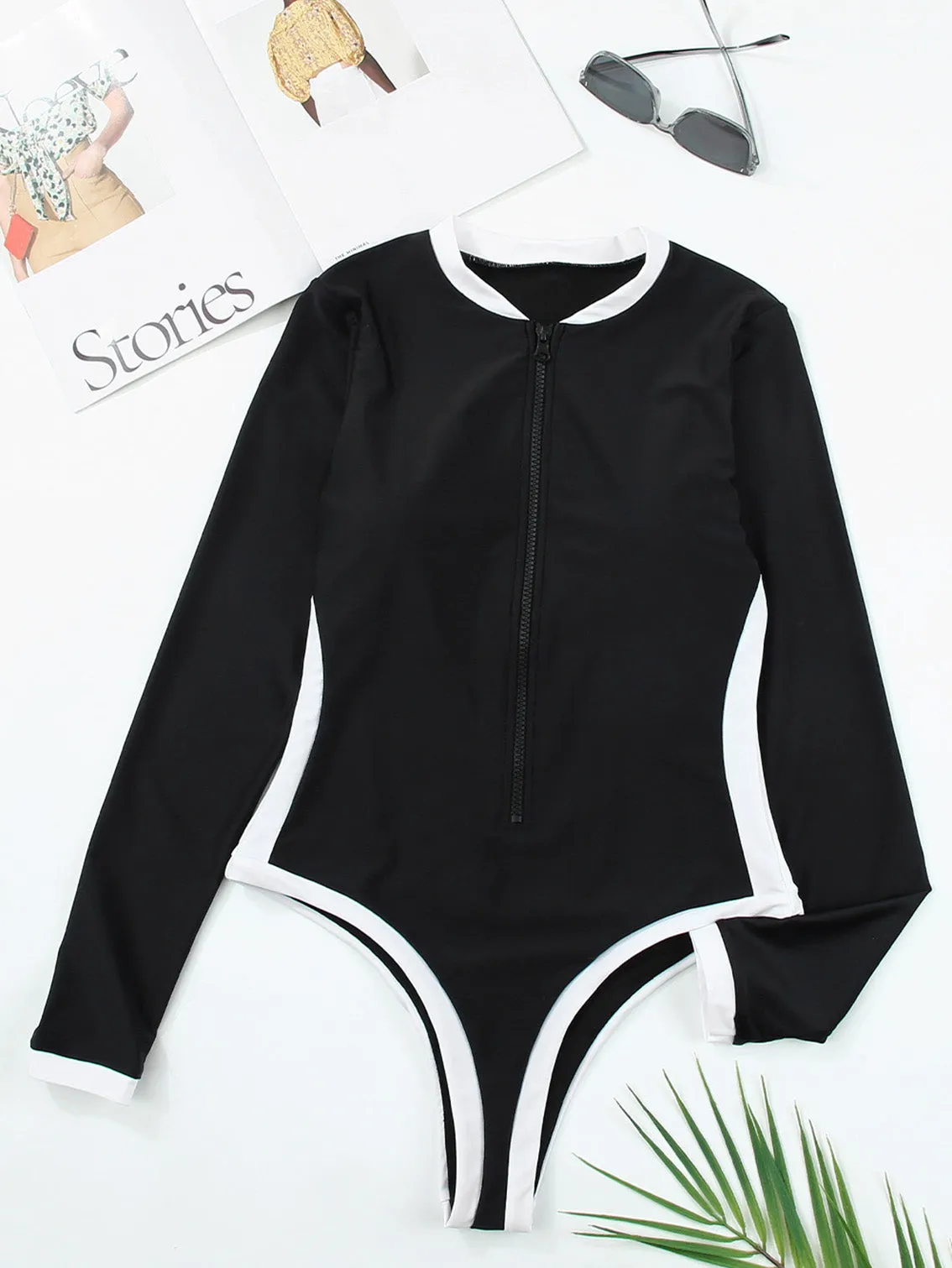 Women's long sleeve sun protection swimsuit Prevent rash UPF50 