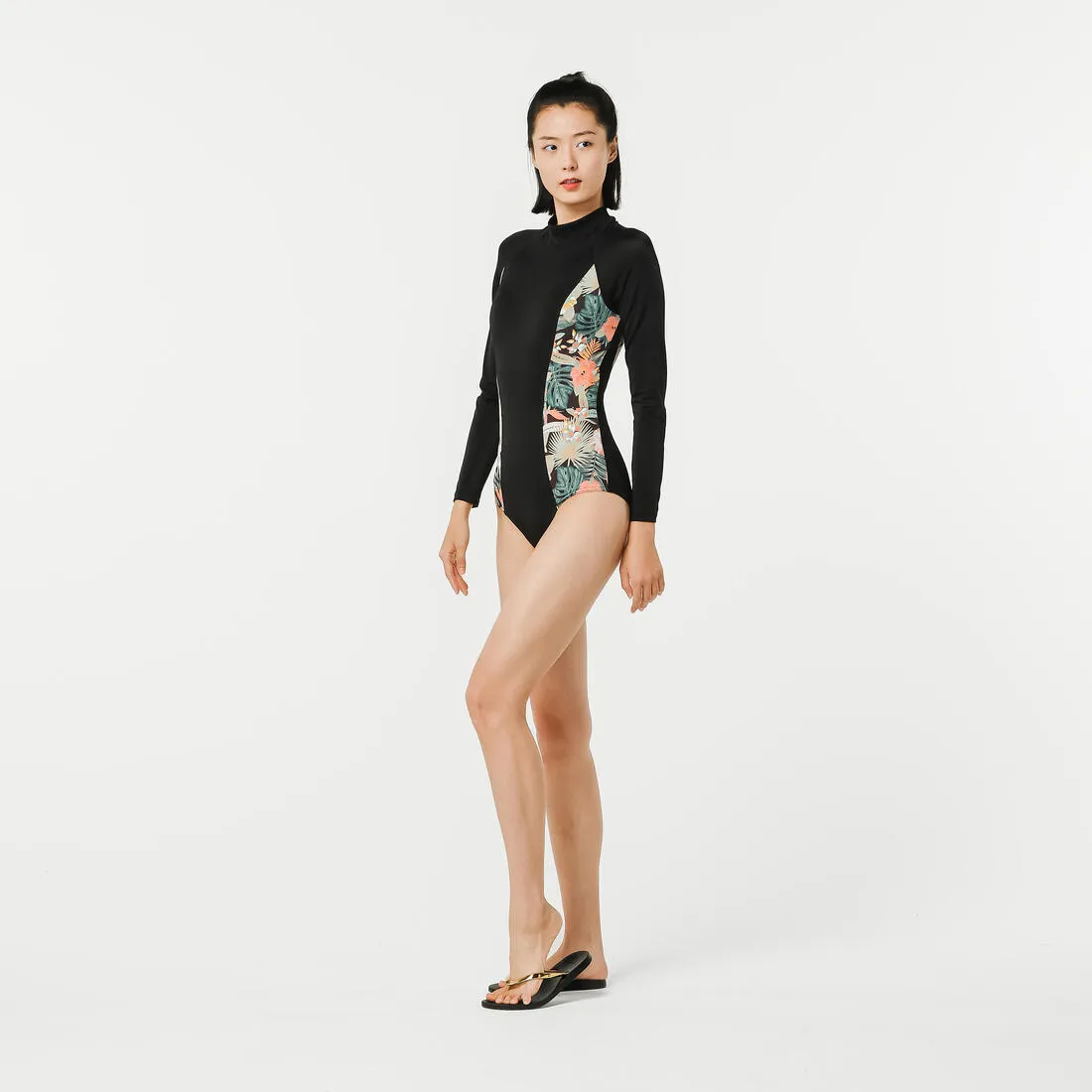 Women's One-piece Swimsuit Long-sleeved - Jane Glory Black