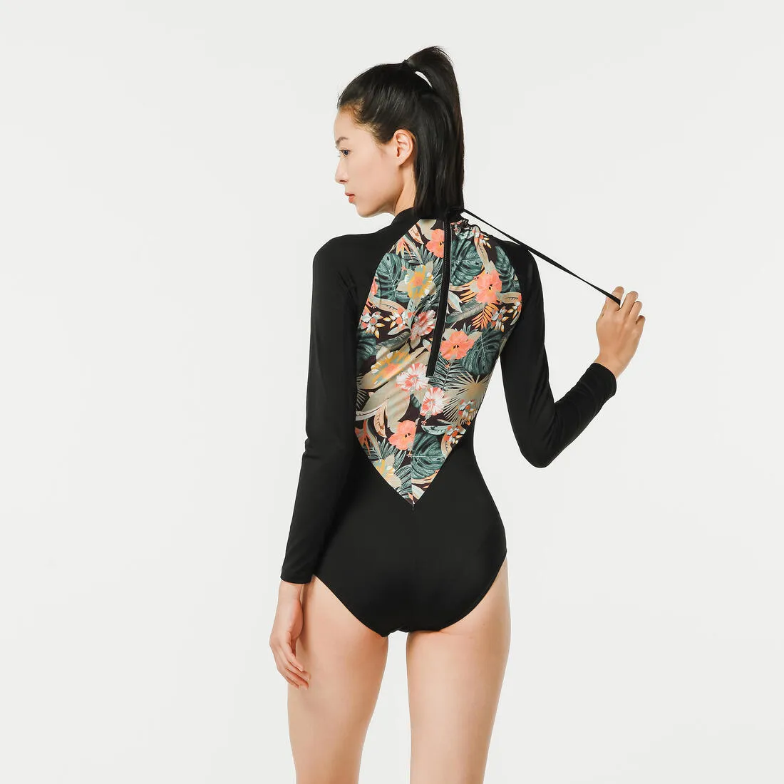 Women's One-piece Swimsuit Long-sleeved - Jane Glory Black