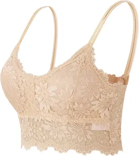 Womens Sexy Lace Camisole Bralette Top with Thin Shoulder Straps Chest Wrap Tops for Outerwear Bralette Crop Top