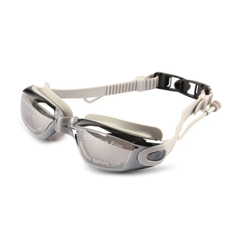 YJ003 Electroplating HD Anti-fog Swimming Glasses Waterproof Diving Equipment for Man and Women(Gray)
